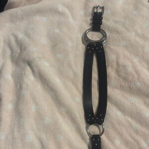 Ralph Lauren Black Belt with Silver Rings